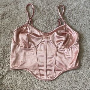 Pink Satin Corset Tank Top